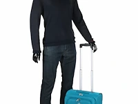 Reiskoffer - handbagage - stof - 2 wielen - h52 x b37 x d19 cm. - turquoise - afbeelding 2 van  6