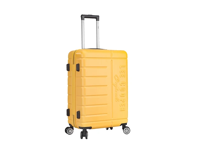 Reiskoffer - lee cooper - 67 x 42 x 26 cm. - 4 x dubbele wieltjes + tsa-slot - geel - abs - afbeelding 1 van  4