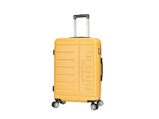 Reiskoffer - lee cooper - 67 x 42 x 26 cm. - 4 x dubbele wieltjes + tsa-slot - geel - abs - afbeelding 2 van  4