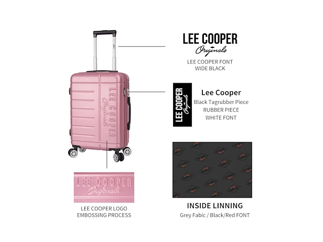 Reiskoffer - lee cooper - 67 x 42 x 26 cm. - 4 x dubbele wieltjes + tsa-slot - geel - abs - afbeelding 3 van  4