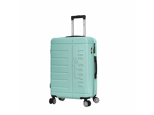 Reiskoffer - lee cooper - 67 x 42 x 26 cm. - 4 x dubbele wieltjes + tsa-slot - groen - abs - afbeelding 1 van  4