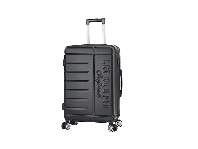 Reiskoffer - lee cooper - 67 x 42 x 26 cm. - 4 x dubbele wieltjes + tsa-slot - zwart - abs - afbeelding 1 van  4