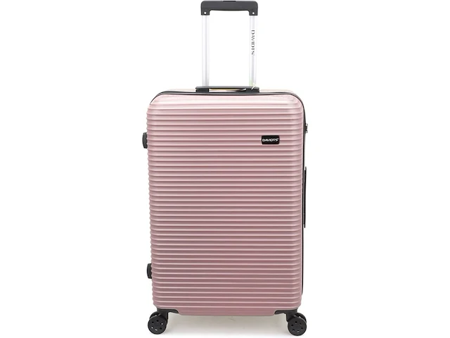 Reiskoffer davidts - 63 x 39 x 25 cm. - 4 dubbele wieltjes - cijferslot + tsa - abs - kleur roze - afbeelding 1 van  3