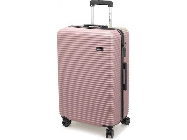 Reiskoffer davidts - 63 x 39 x 25 cm. - 4 dubbele wieltjes - cijferslot + tsa - abs - kleur roze - afbeelding 2 van  3