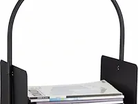 Relaxdays houtmand zwart - openhaard mand binnen - houtbak staal - voor openhaardhout - afbeelding 2 van  3