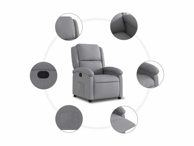 Relaxfauteuil - lichtgrijze stof - afbeelding 8 van  9