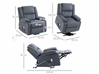 Relaxfauteuil met tilhulp, verstelbare hoofdsteun, neerklapbare rugleuning, grijs gestoffeerde armleuningen - afbeelding 2 van  7