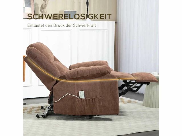 Relaxfauteuil met tilhulp, verstelbare hoofdsteun, neerklapbare rugleuning, grijs gestoffeerde armleuningen - afbeelding 5 van  7