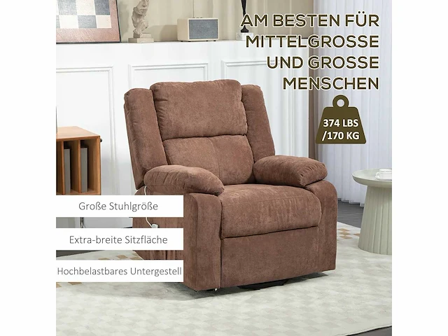Relaxfauteuil met tilhulp, verstelbare hoofdsteun, neerklapbare rugleuning, grijs gestoffeerde armleuningen - afbeelding 7 van  7