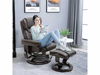 Relaxfauteuil met voetensteun, elektrische tv-fauteuil met slaapfunctie, draaibare massagestoel met afstandsbediening, zijzak, voor woonkamer, kunstleer, bruin - afbeelding 1 van  6