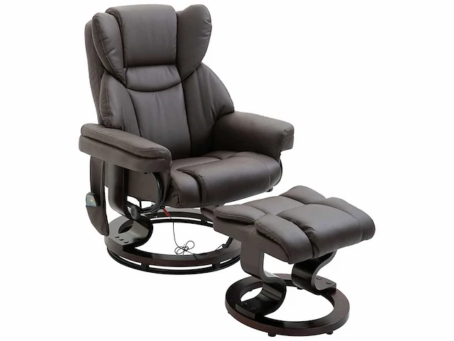Relaxfauteuil met voetensteun, elektrische tv-fauteuil met slaapfunctie, draaibare massagestoel met afstandsbediening, zijzak, voor woonkamer, kunstleer, bruin - afbeelding 2 van  6