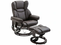 Relaxfauteuil met voetensteun, elektrische tv-fauteuil met slaapfunctie, draaibare massagestoel met afstandsbediening, zijzak, voor woonkamer, kunstleer, bruin - afbeelding 2 van  6