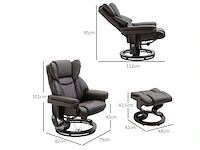 Relaxfauteuil met voetensteun, elektrische tv-fauteuil met slaapfunctie, draaibare massagestoel met afstandsbediening, zijzak, voor woonkamer, kunstleer, bruin - afbeelding 3 van  6