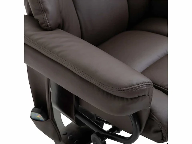 Relaxfauteuil met voetensteun, elektrische tv-fauteuil met slaapfunctie, draaibare massagestoel met afstandsbediening, zijzak, voor woonkamer, kunstleer, bruin - afbeelding 5 van  6