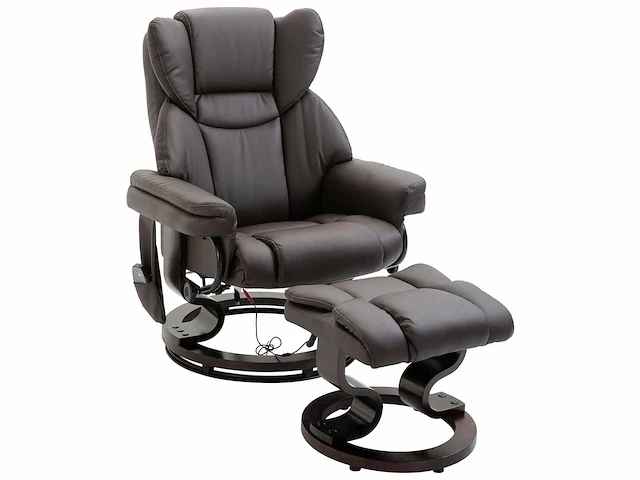 Relaxfauteuil met voetensteun, elektrische tv-fauteuil met slaapfunctie, draaibare massagestoel met afstandsbediening, zijzak, voor woonkamer, kunstleer, bruin - afbeelding 6 van  6
