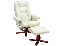Relaxfauteuil met voetensteun, lederlook, verstelbare rugleuning, tot 150 kg, crèmewit - afbeelding 2 van  9