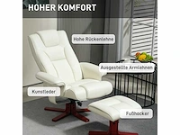 Relaxfauteuil met voetensteun, lederlook, verstelbare rugleuning, tot 150 kg, crèmewit - afbeelding 6 van  9