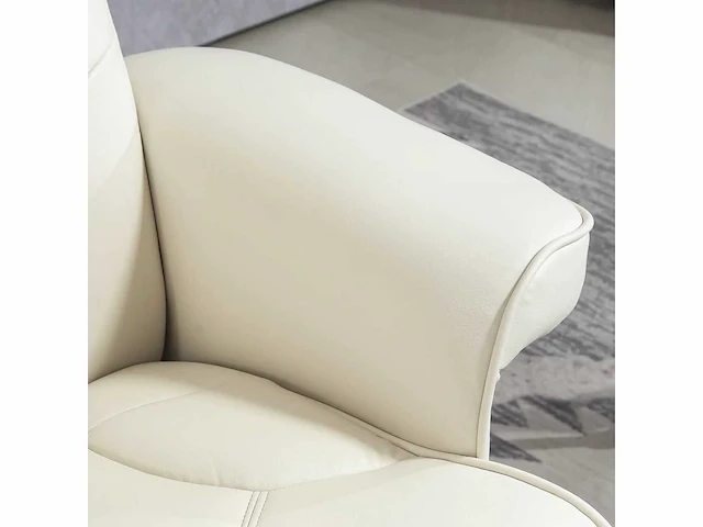 Relaxfauteuil met voetensteun, lederlook, verstelbare rugleuning, tot 150 kg, crèmewit - afbeelding 8 van  9