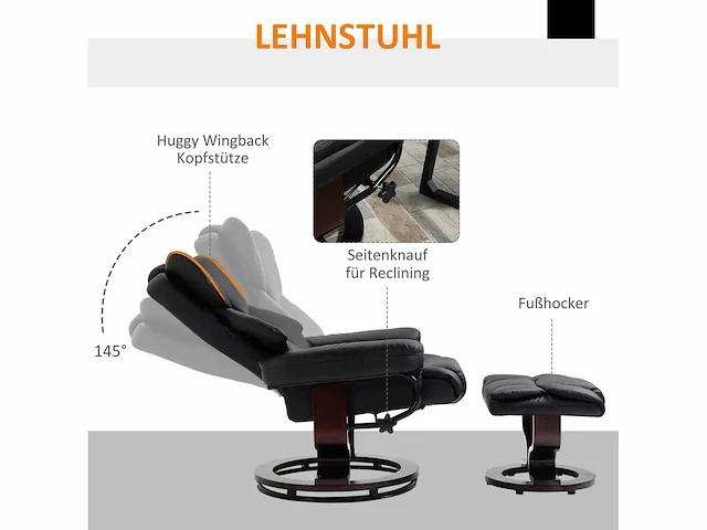 Relaxfauteuil met voetensteun, relaxfauteuil, draaibaar, tot 160 kg - afbeelding 8 van  12