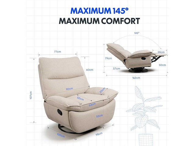 Relaxstoel met wiegend schommelen, 360° draaibaar - afbeelding 4 van  9