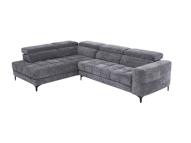 Relaxte hoekbank links met elektrisch verschuifbare zitting in antraciet stof - afbeelding 4 van  11