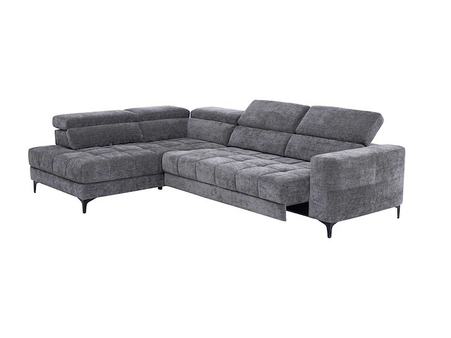 Relaxte hoekbank links met elektrisch verschuifbare zitting in antraciet stof - afbeelding 7 van  11