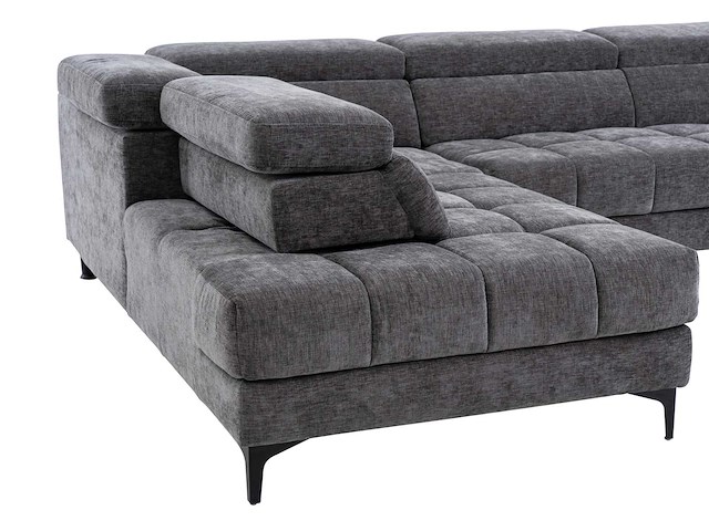 Relaxte hoekbank links met elektrisch verschuifbare zitting in antraciet stof - afbeelding 9 van  11