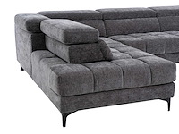 Relaxte hoekbank links met elektrisch verschuifbare zitting in antraciet stof - afbeelding 9 van  11