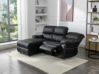 Relaxte linker hoekbank in zwarte imitatie - afbeelding 2 van  9