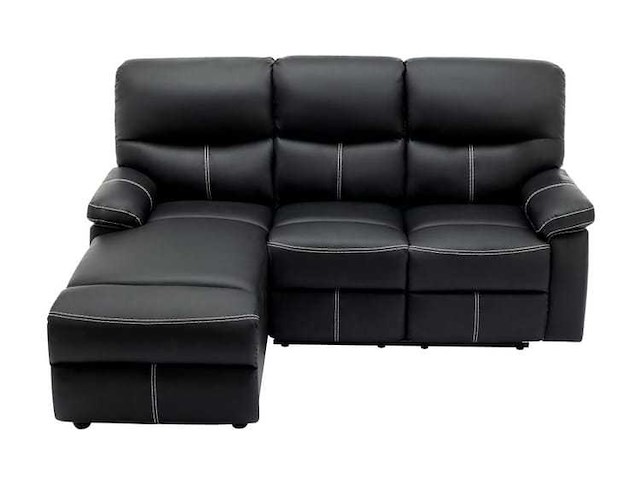Relaxte linker hoekbank in zwarte imitatie - afbeelding 3 van  9