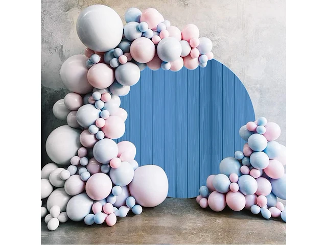 Renaiss 2x2m ballonbooghoes, retro marine blauw houten bord ronde achtergrond - afbeelding 4 van  4