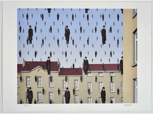 René magritte - golconde - litho - afbeelding 2 van  9