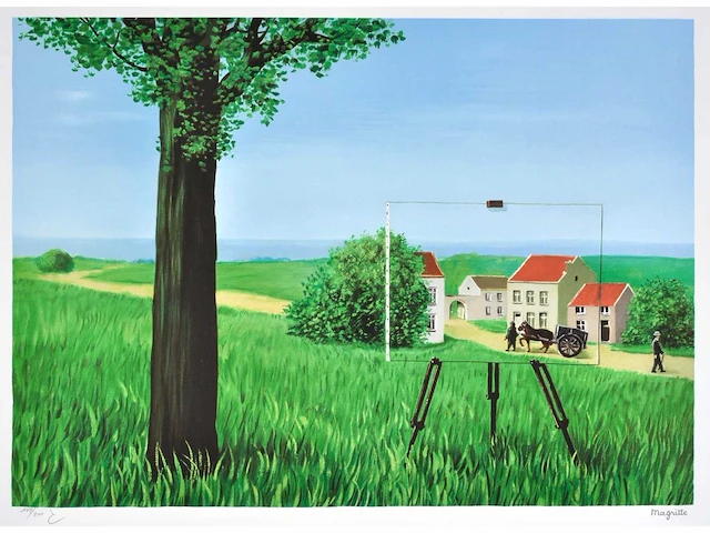 René magritte - la belle captive - litho - afbeelding 1 van  8