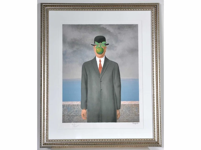 René magritte - le fils de l’homme - litho - inelijst - afbeelding 1 van  11