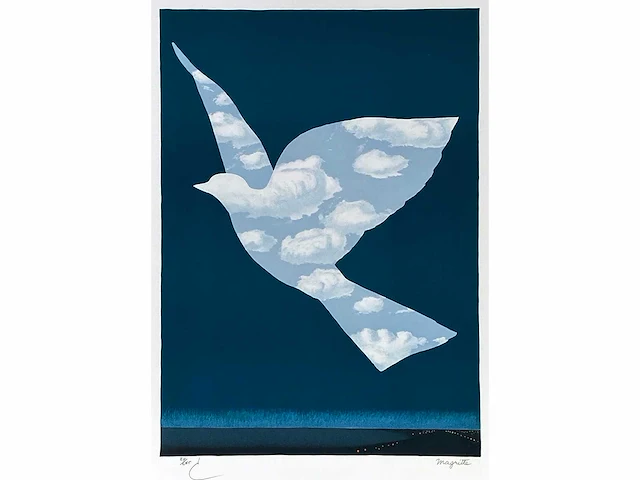 René magritte - l’oiseau de ciel - litho - afbeelding 1 van  8