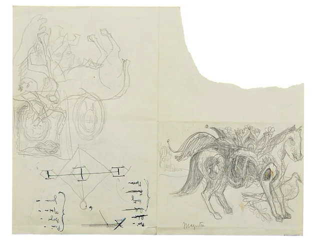 René magritte - originele tekening - afbeelding 2 van  4