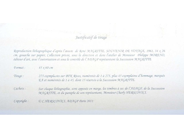 René magritte - souvenir de voyage - litho - afbeelding 9 van  9