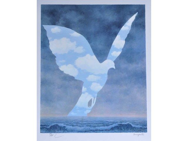 René magritte (naar) - la grande famille - litho - afbeelding 1 van  9