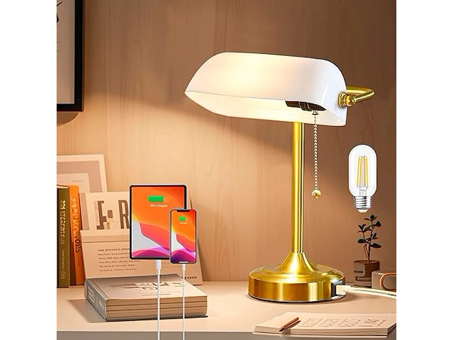 Replica bankierslamp met usb poorten - afbeelding 1 van  3