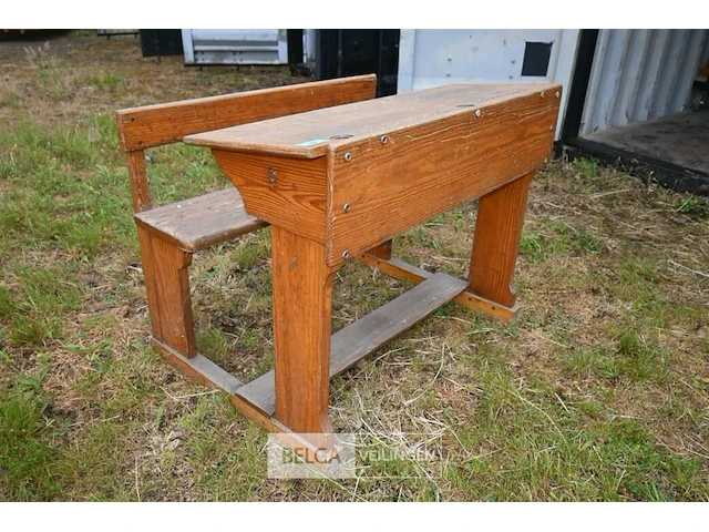 Retro houten schoolbank - afbeelding 1 van  5