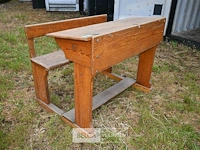 Retro houten schoolbank - afbeelding 1 van  5