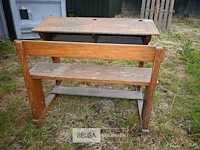 Retro houten schoolbank - afbeelding 4 van  5