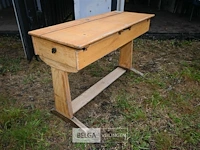 Retro houten schoolbank - afbeelding 1 van  6