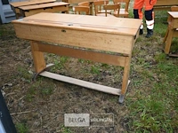 Retro houten schoolbank - afbeelding 2 van  6