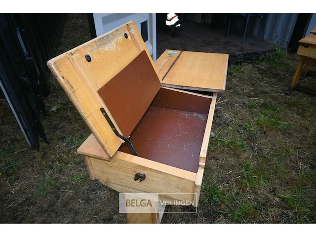 Retro houten schoolbank - afbeelding 4 van  6