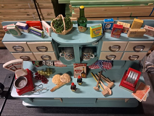 Retro keukentje met accessoires (h 390mm d 220mm b 600mm ) - afbeelding 8 van  8