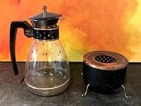 Retro koffiepot + verwarmer - afbeelding 1 van  1