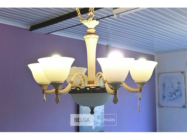 Retro kolarz luster met 6 lichtpunten - afbeelding 2 van  2