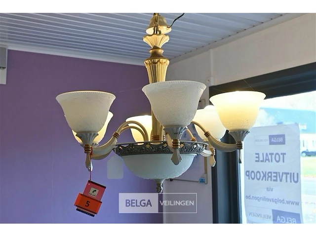Retro kolarz luster met 6 lichtpunten - afbeelding 1 van  2