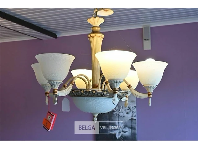 Retro kolarz luster met 6 lichtpunten - afbeelding 2 van  2